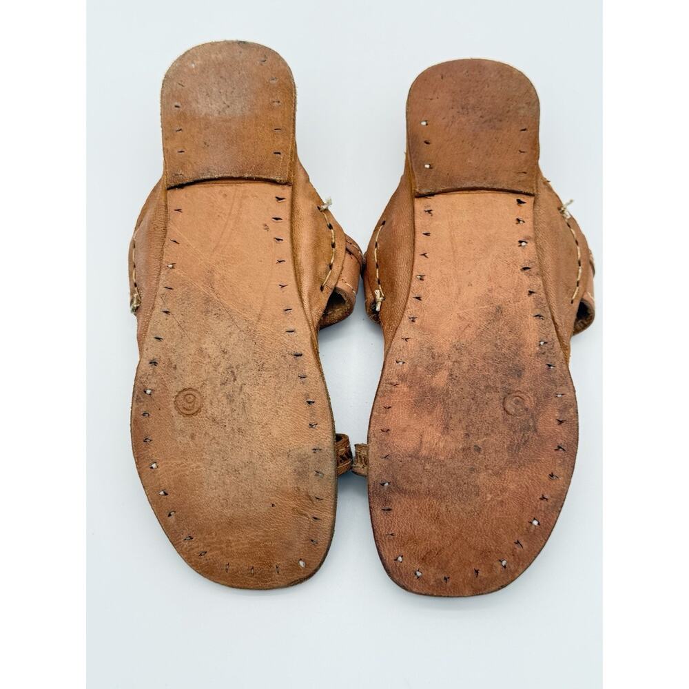 Handmade Leather Kolhapuri Sandals Women Ethnic Indian Flat Boho Slipper Sz 9 - Picture 6 of 14